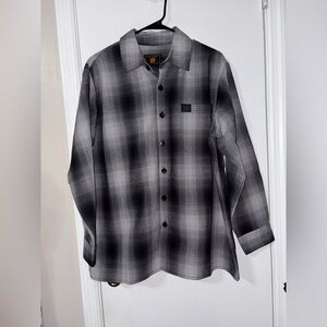 FB COUNTY black grey long sleeve checker flannel shirt medium new